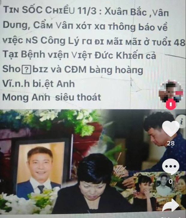 Phẫn nộ netizen lan truyền tin đồn NS Công Lý qua đời, MC Thảo Vân, Xuân Bắc khóc nấc tại tang lễ - Ảnh 1.