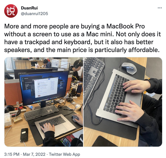  Người dùng Trung Quốc lùng mua MacBook Pro không màn hình để dùng như Mac mini  - Ảnh 1.