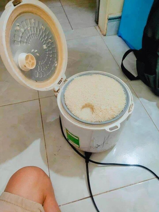 Telling her daughter to plug in a rice cooker, after a while she innocently replied 