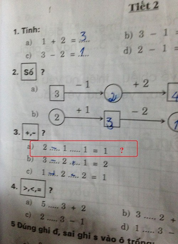 Bài Toán Tiểu học: Điền 2 ... 1 ... 1 = 1, có đến 99% người trả lời sai, nhìn kĩ đề bài mà hết hiểu nổi - Ảnh 1.