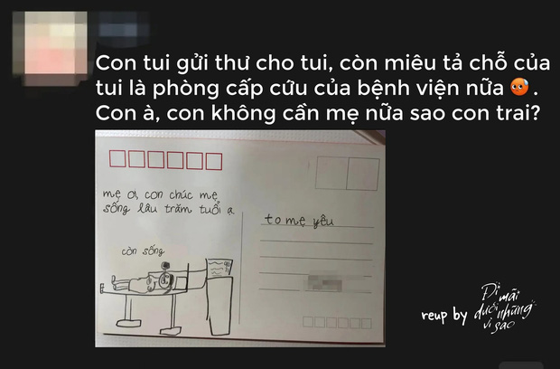  Cậu bé viết thư chúc mẹ sống lâu 100 tuổi, nhưng ngó ảnh minh họa quá kinh dị: Con không cần mẹ nữa à? - Ảnh 1.