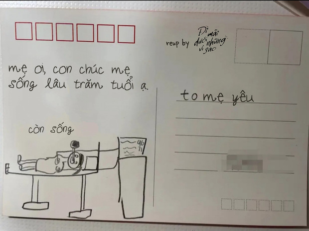   The boy wrote a letter wishing his mother a long life to 100 years old, but looking at the illustrations was too scary: Do you not need me anymore?  - Photo 2.