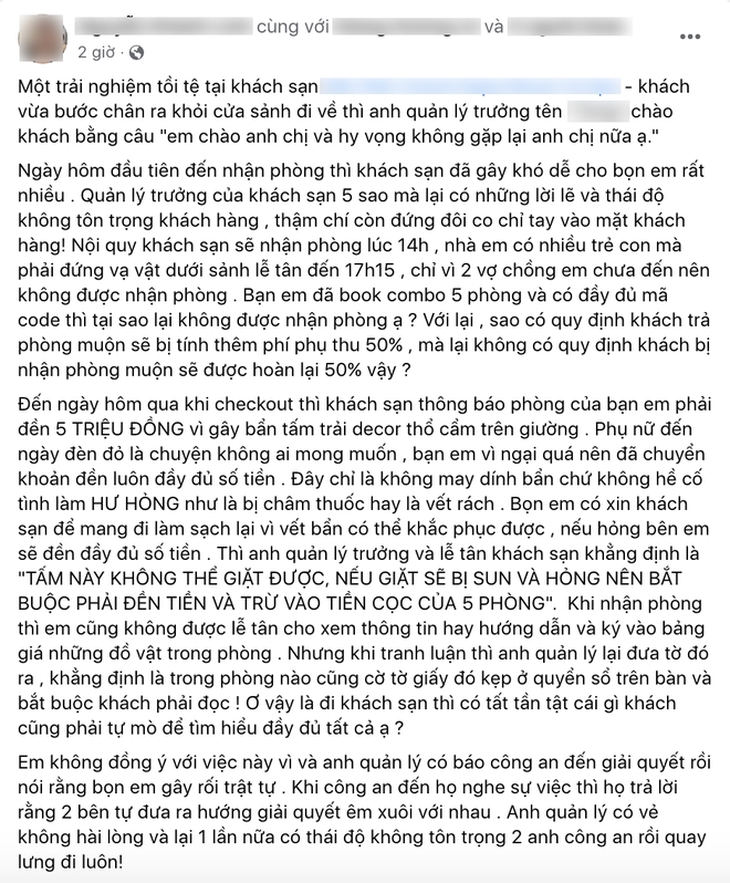  Xôn xao chuyện khách sạn 5 sao làm khó khách chỉ vì trót làm bẩn 1 tấm trải giường, lại còn chào bằng thái độ hi vọng không gặp lại - Ảnh 1.