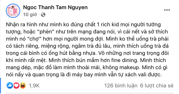 Ngọc Thanh Tâm bỗng tự nhận là rich kid phèn, chợ chỉ vì những thói quen ăn chơi này - Ảnh 1.