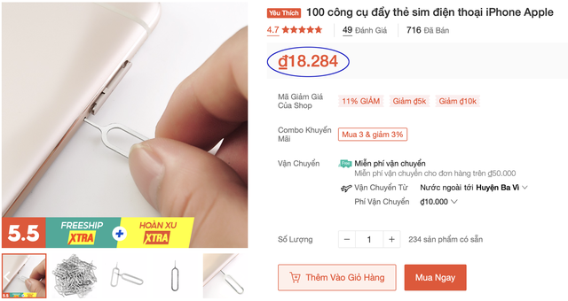 Góc làm giàu không khó: Sau iGiẻ giá 500.000 đồng, Apple tiếp tục bán que chọc SIM giá 100.000 đồng - dân mạng kháo nhau: Tiền đó lên Shoppe mua được lô 500 chiếc  - Ảnh 2.