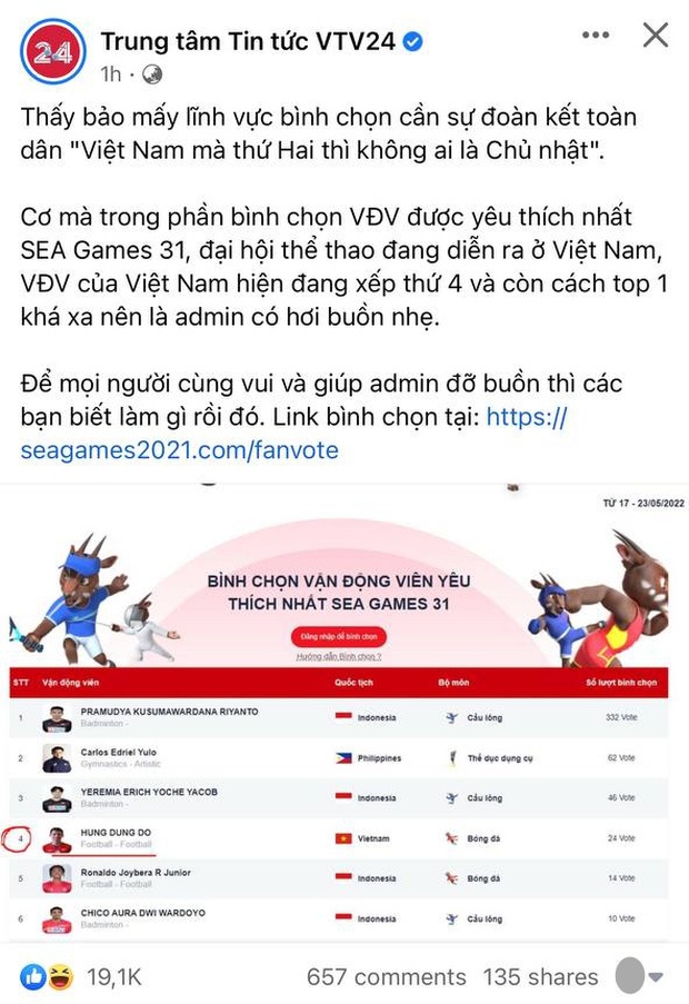 Dân mạng kêu gọi bình chọn cho Đỗ Hùng Dũng trên BXH VĐV được yêu thích nhất tại SEA Games 31, kết quả: Đang dẫn đầu! - Ảnh 2.