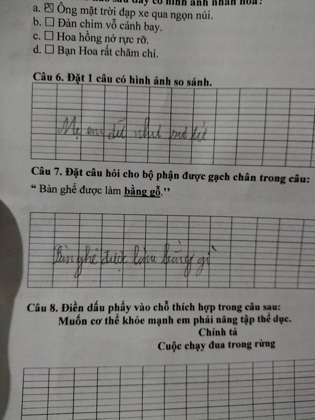 Primary school students ask sentences with comparative images, immediately taking their mother as an example, making readers turn their heads - Photo 1.