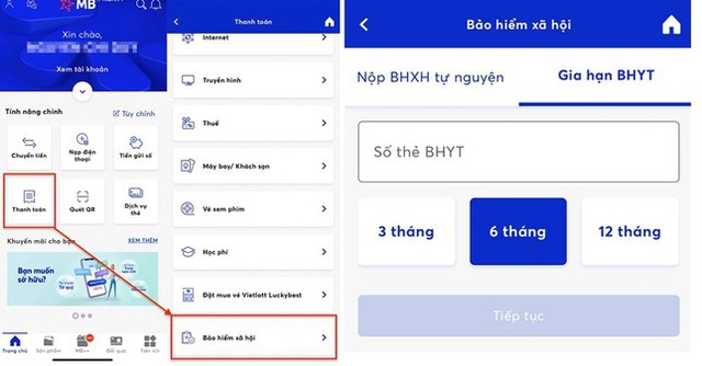 Cách đóng BHXH tự nguyện, gia hạn BHYT hộ gia đình online đơn giản thông qua app ngân hàng  - Ảnh 6.