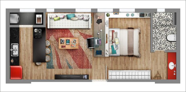 14 mẫu căn hộ một phòng ngủ rất lý tưởng cho người độc thân và vợ chồng trẻ - Ảnh 6.