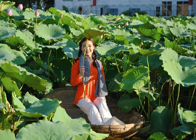 Sen Hồ Tây vào mùa, dịch vụ thuê váy áo, trang điểm chụp ảnh hút giới trẻ - Ảnh 4.