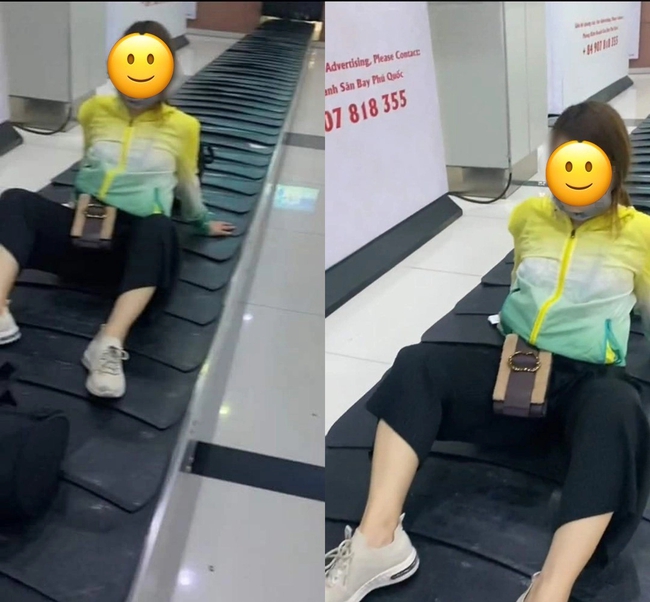 Thông tin mới gây bất ngờ về danh tính cô gái ngồi hớ hênh trên băng chuyền hành lý sân bay - Ảnh 1.