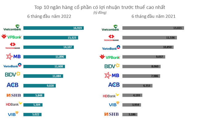  TOP 10 ngân hàng có lợi nhuận cao nhất trong 6 tháng đầu năm: Có tới 6 nhà băng đạt trên 10.0000 tỷ  - Ảnh 1.