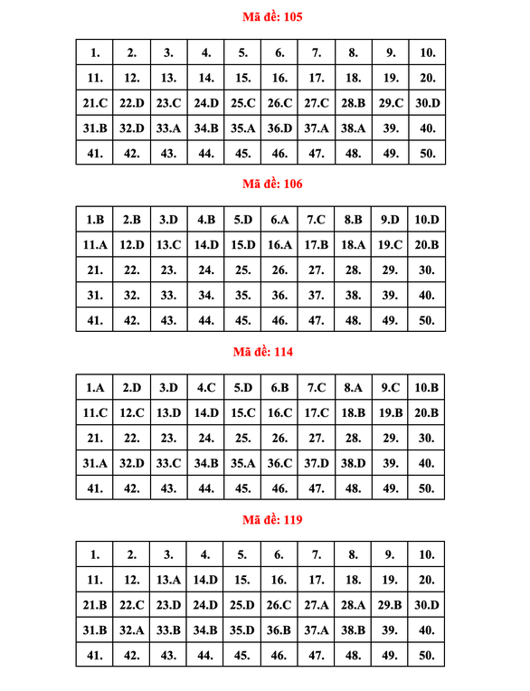 Gợi ý Đáp án 24 mã đề môn Toán kỳ thi tốt nghiệp THPT 2022 - Ảnh 1.