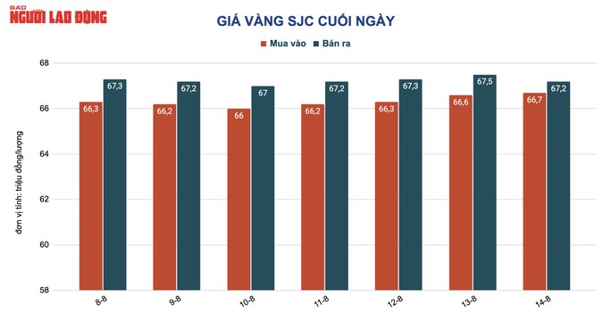 Giá vàng hôm nay 15-8: Vàng SJC, vàng nhẫn, trang sức đồng loạt giảm - Ảnh 2. Giá vàng hôm nay 15-8: Vàng SJC, vàng nhẫn, trang sức đồng loạt giảm - Ảnh 2.