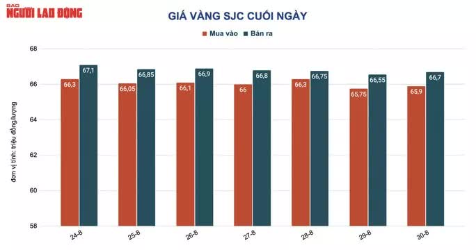 Giá vàng hôm nay 31-8: Vàng SJC sẽ bốc hơi theo giá thế giới - Ảnh 1.