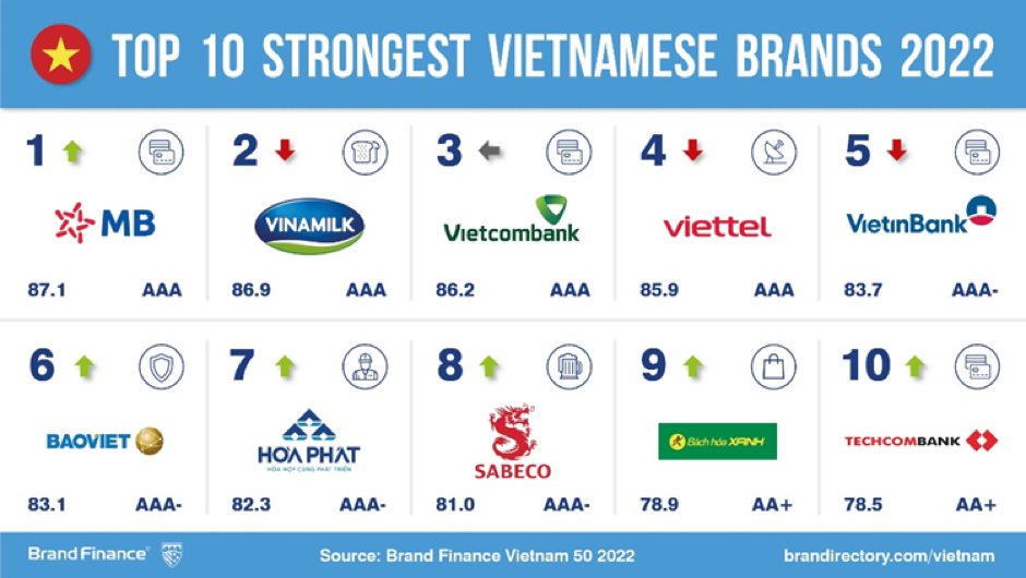 Công bố 10 thương hiệu giá trị nhất Việt Nam: Viettel dẫn đầu với định giá 8,8 tỷ USD, Bách Hóa Xanh lọt top 10 thương hiệu mạnh nhất - Ảnh 2.