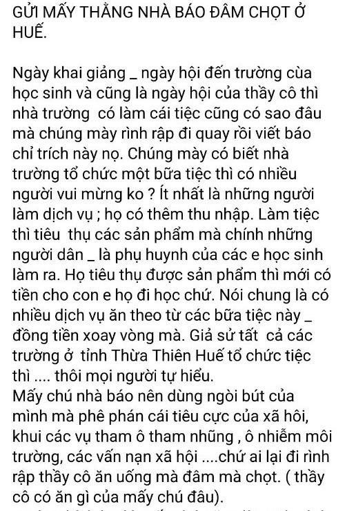 Nam giáo viên lên mạng xã hội ‘xin’ lãnh đạo Sở Giáo dục cho mở tiệc đầu năm học - Ảnh 2.