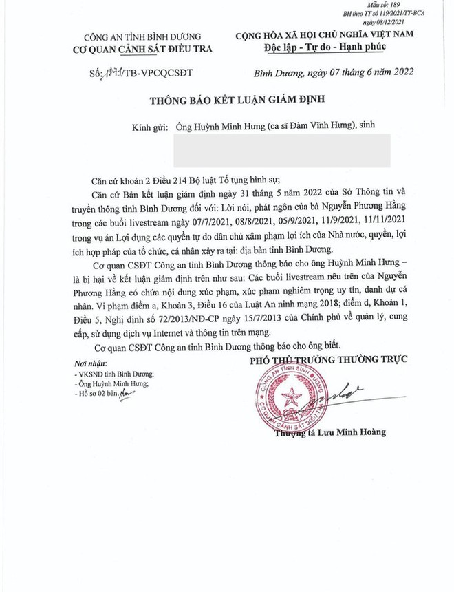 Đàm Vĩnh Hưng, Công Vinh nói gì về kết luận vụ việc liên quan bà Nguyễn Phương Hằng?
