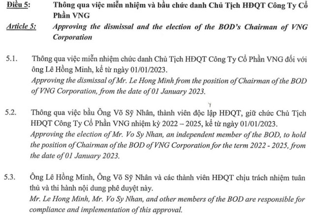  Ông Lê Hồng Minh không còn là Chủ tịch HĐQT VNG  - Ảnh 1.