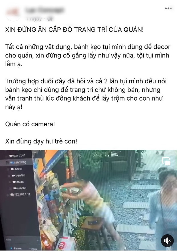 Tiệm cafe bức xúc vì đồ decor bị khách lấy trộm cho con, dân mạng tranh cãi: Là quán làm quá hay người mẹ chiều hư con? - Ảnh 1.