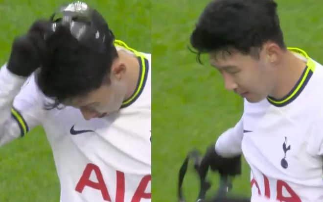 Son Heung Min bực tức ném mặt nạ bảo vệ trong trận thua của Tottenham - Ảnh 1.