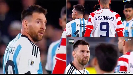 Messi phản ứng sau khi bị đối phương phun nước bọt - Ảnh 1.