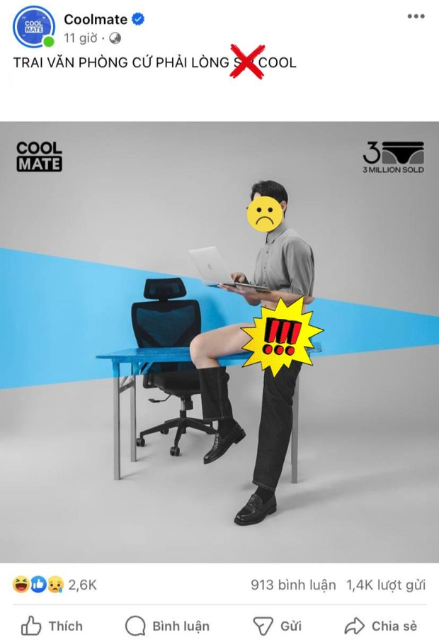 Fanpage Coolmate đăng ảnh kèm ngôn từ phản cảm của dân văn phòng để quảng cáo đồ lót: Quá xem thường khách hàng?