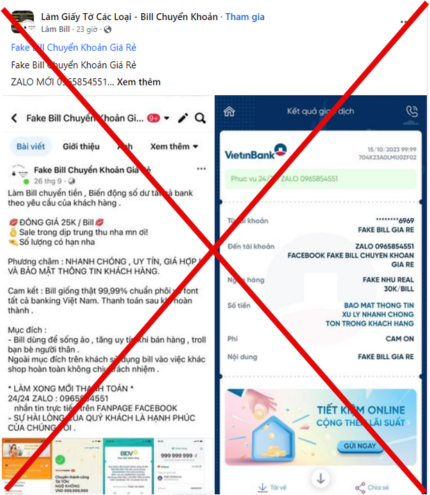 Tràn lan dịch vụ fake bill chuyển khoản trên MXH, chú ý chi tiết này để không dính bẫy! - Ảnh 3.