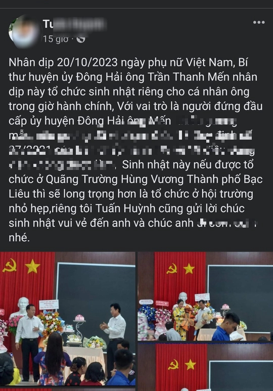 Bí thư huyện lên tiếng vụ tổ chức sinh nhật trong giờ hành chính - Ảnh 1.