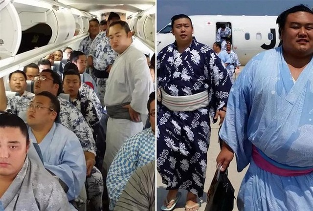 Đoàn sumo rầm rộ lên máy bay khiến hãng hàng không toát mồ hôi hột, phút chót phải điều chuyên cơ san sẻ gánh nặng - Ảnh 1.