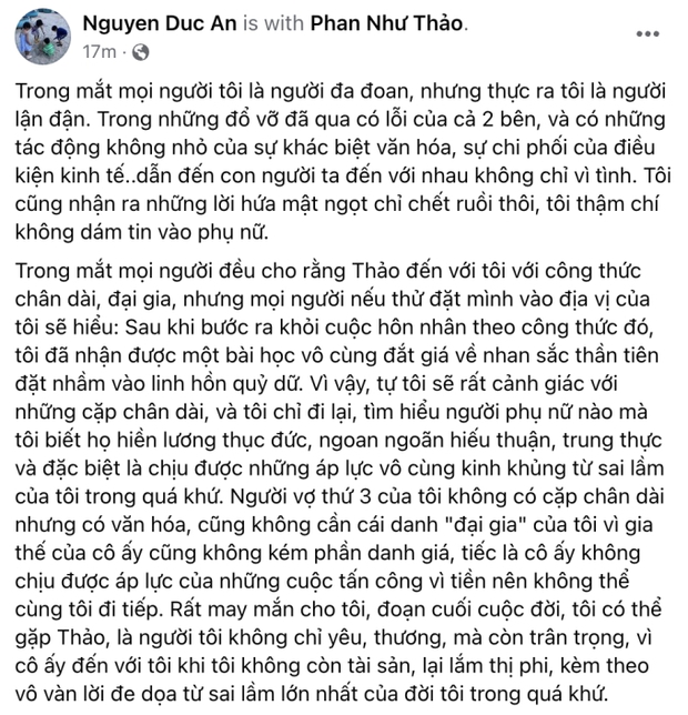 Chồng Phan Như Thảo khẳng định vợ khác hoàn toàn với những phụ nữ chỉ sống vì tiền - Ảnh 1.
