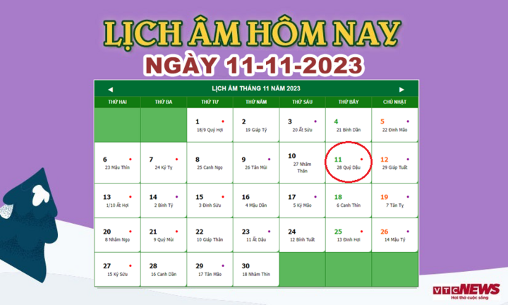 Lịch âm 11/11 - Âm lịch hôm nay 11/11 chính xác nhất - lịch vạn niên 11/11/2023 - Ảnh 1.