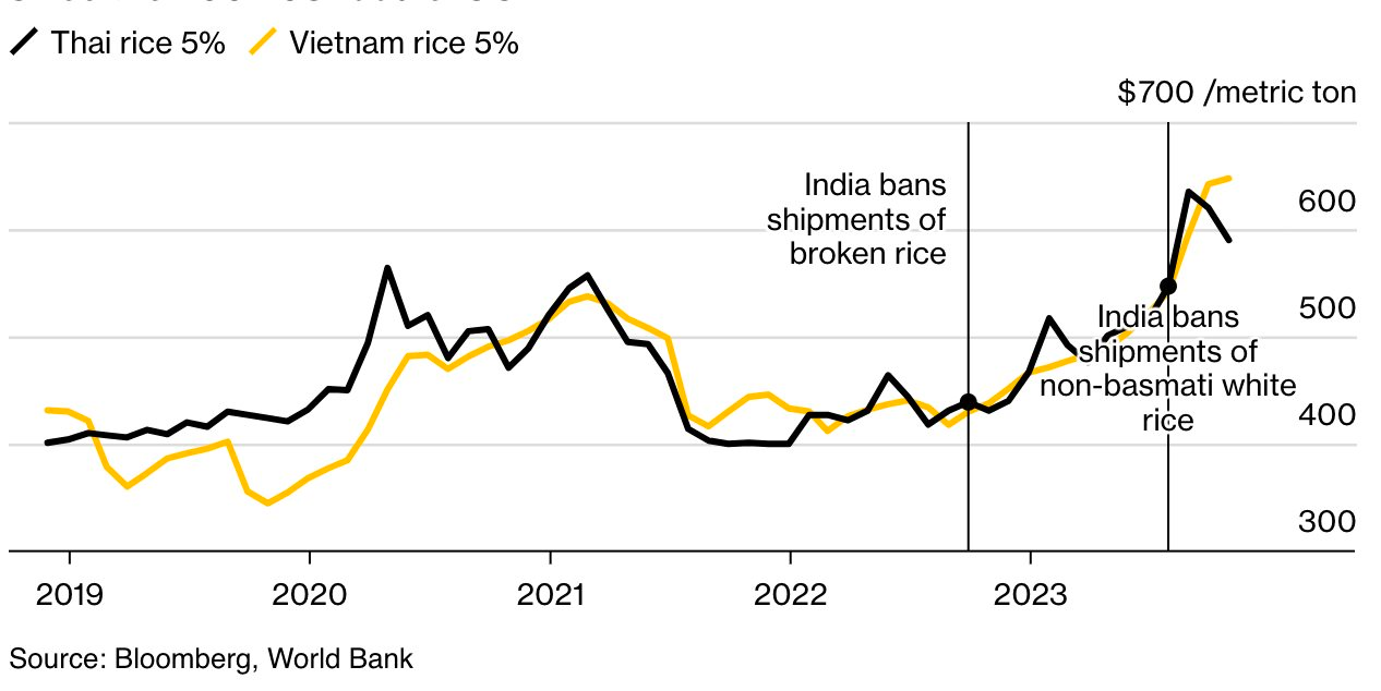 Ấn Độ sẽ kéo dài lệnh cấm xuất khẩu sang 2024, giá gạo toàn cầu dễ lại chao đảo - Ảnh 2.