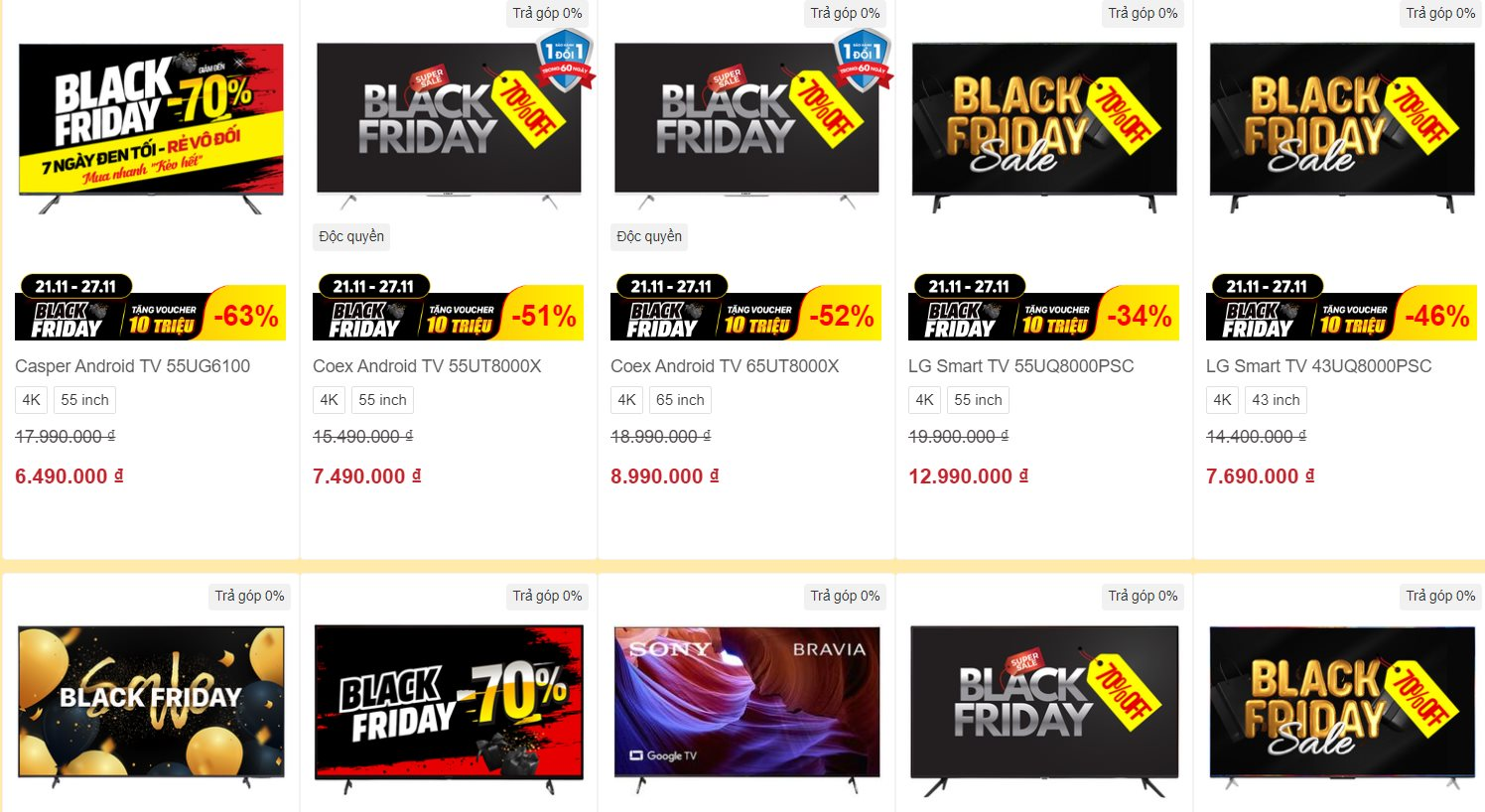 Chạy đua Black Friday, tivi, laptop, smartphone... sale đậm tới gần 70%, còn được tặng kèm lò vi sóng, tủ lạnh - Ảnh 2.