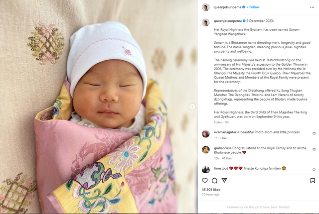 Hoàng gia Bhutan gây sốt khi công bố tên con gái, bức ảnh đầu đời của tiểu công chúa nhận bão like trên mạng - Ảnh 2.