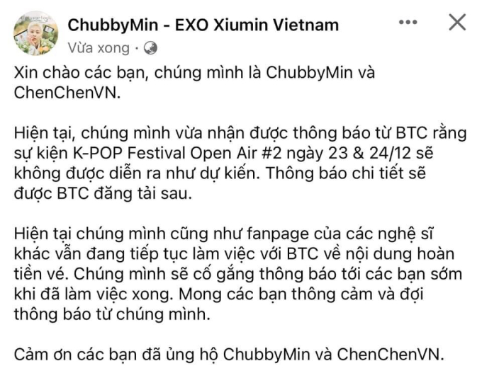 Thêm Tóc Tiên và nhóm Hàn báo huỷ show, BTC xác nhận concert Giáng sinh Mỹ Đình sẽ không diễn ra và hứa hoàn tiền vé cho fan?- Ảnh 4.