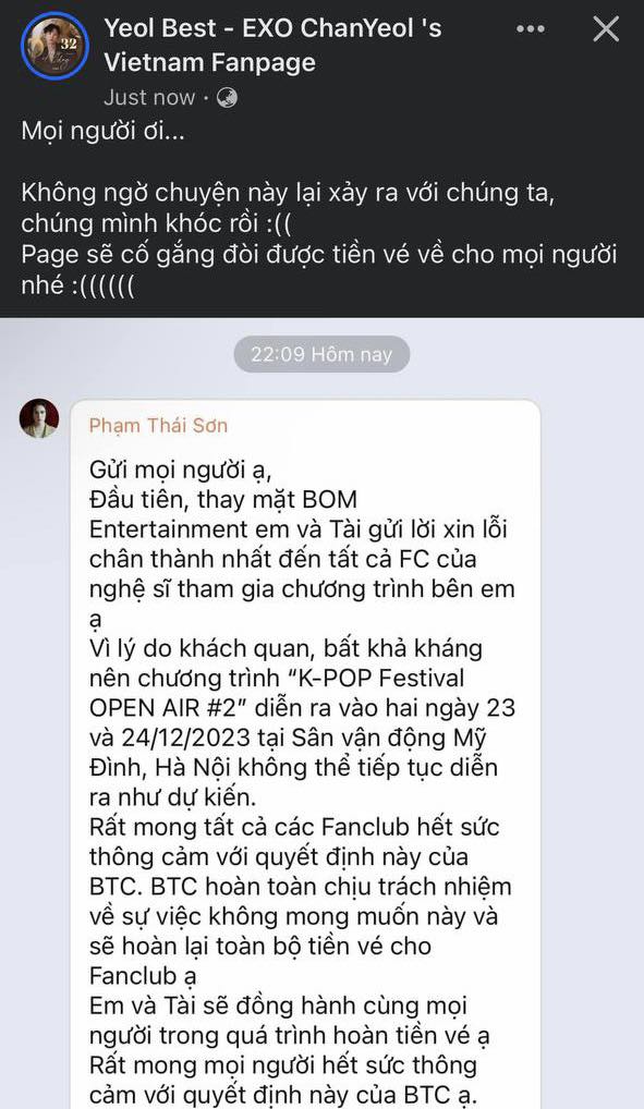 Thêm Tóc Tiên và nhóm Hàn báo huỷ show, BTC xác nhận concert Giáng sinh Mỹ Đình sẽ không diễn ra và hứa hoàn tiền vé cho fan?- Ảnh 2.