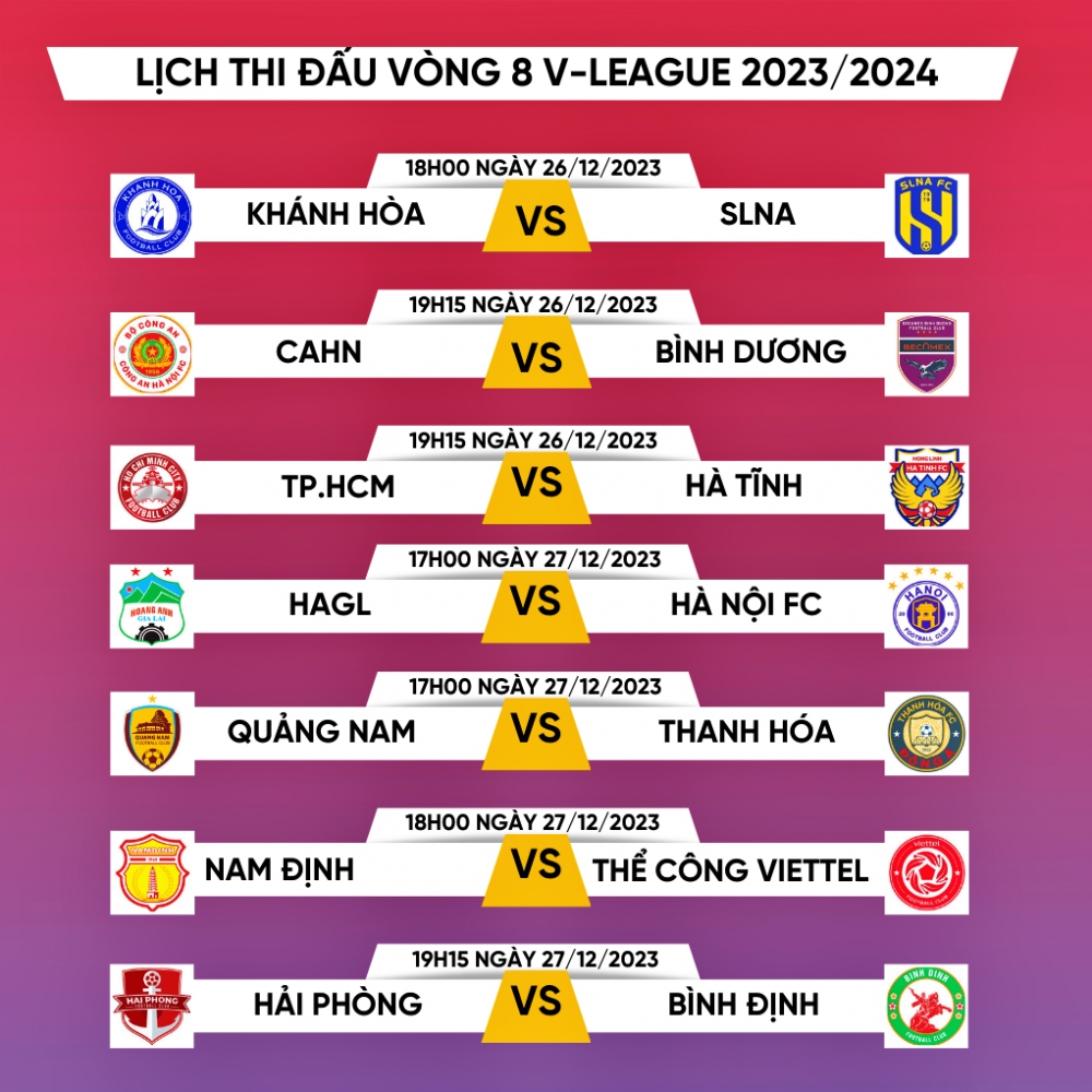 Lịch thi đấu vòng 8 V-League 2023/2024: Nóng ở Pleiku và Hàng Đẫy- Ảnh 1.