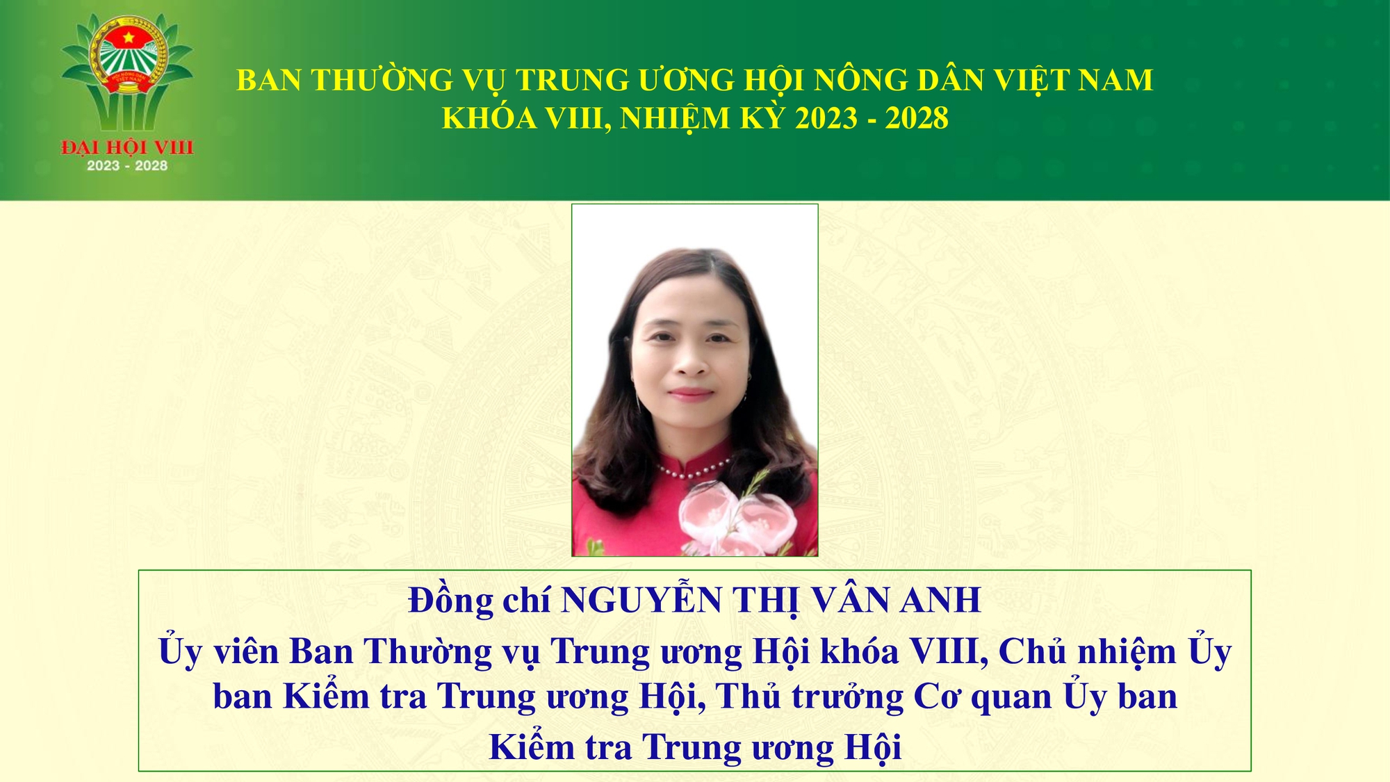 Danh sách  Ban Thường vụ Trung ương Hội Nông dân Việt Nam khoá VIII- Ảnh 6.