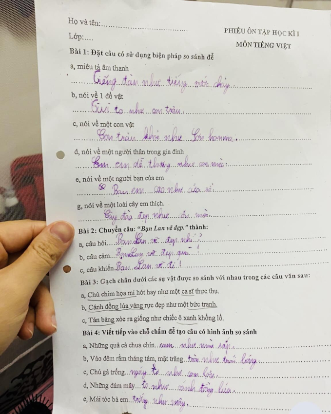 "Sang chấn" với bài tập tiếng Việt của học sinh lớp 3: Chú gà trống ngáy to như con lợn, nhưng đến đoạn tả cây đào mới cười ná thở- Ảnh 1.