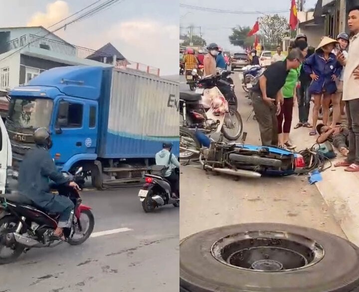 Nam thanh niên bất tỉnh vì bị bánh ô tô văng trúng người- Ảnh 1.