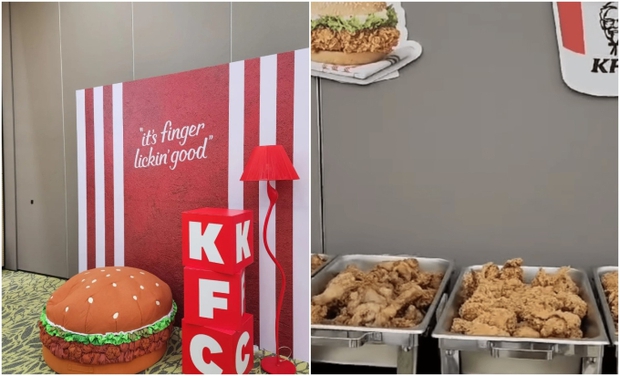 Làm đám cưới ngập gà KFC, cô dâu chú rể khiến dân mạng cười bò: Đến bó hoa cũng độc nhất! - Ảnh 3.