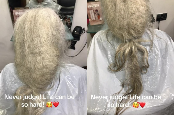 Bà cụ mang cục tóc cả năm không gội đến khiến chủ tiệm tóc kinh hãi, kết quả sau 7 tiếng đồng hồ làm cho dân mạng phải thán phục - Ảnh 1.