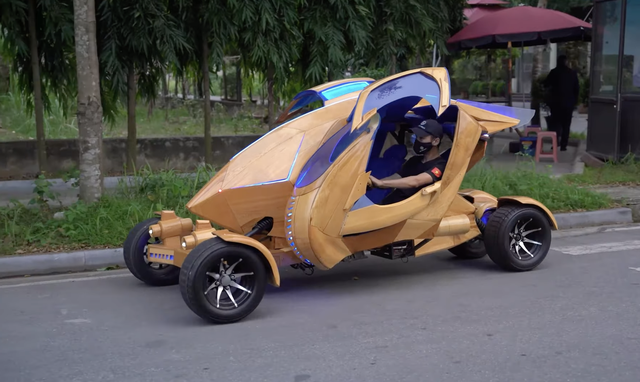 Thợ Việt chế xe gỗ phong cách ngoài hành tinh: Khung tự làm từ A đến Z, cửa mở kiểu Pagani Huayra, chạy như xe địa hình - Ảnh 1.