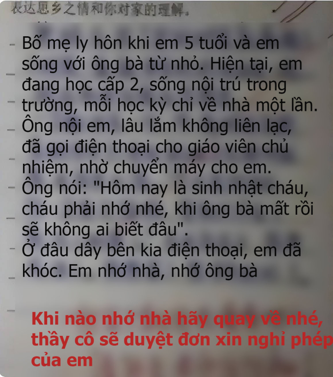 Nam sinh cấp 2 viết văn kể chuyện gia đình, chỉ vài dòng mà khiến giáo viên bật khóc: Chỉ muốn ôm em vào lòng vỗ về! - Ảnh 1.