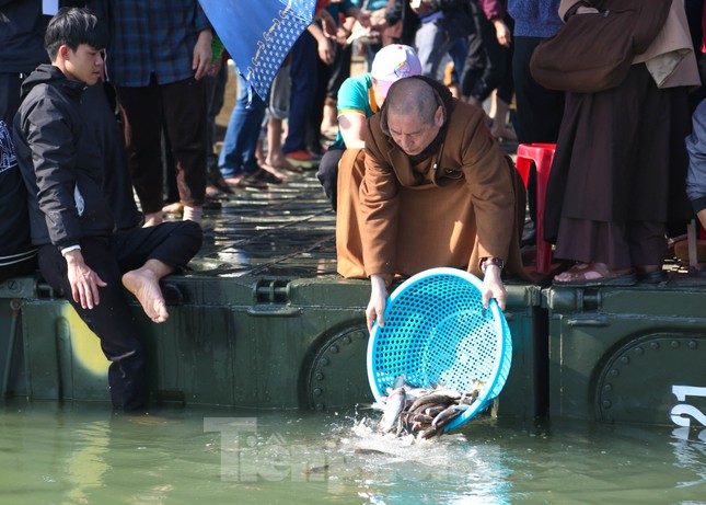 Hàng nghìn phật tử cùng người dân xuống sông phóng sinh 10 tấn cá - Ảnh 10. Hàng nghìn phật tử cùng người dân xuống sông phóng sinh 10 tấn cá - Ảnh 10.