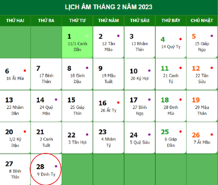 Lịch âm 28/2 - tra cứu lịch âm hôm nay thứ Ba ngày 28/2/2023 - Ảnh 1.