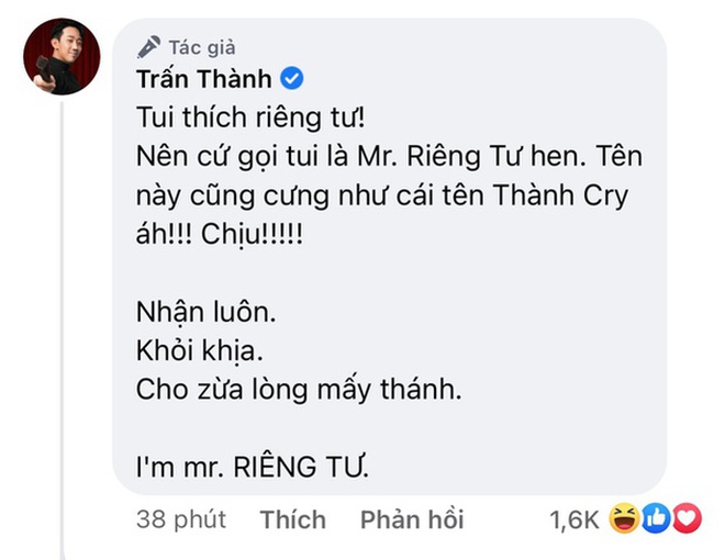  Cứ drama qua đi Trấn Thành thêm biệt danh mới: Thoải mái nhận là Mr. Riêng Tư, nói gì khi bị gọi là Thành Cry? - Ảnh 3.