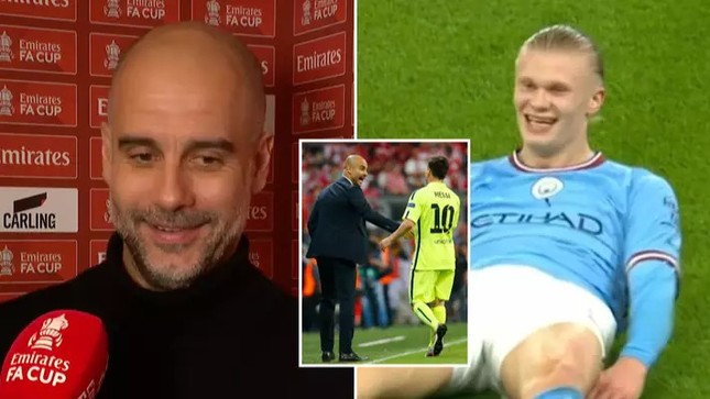 HLV Guardiola: Tôi thay Haaland để ngăn cậu ấy phá kỷ lục ghi bàn của Messi - Ảnh 1.