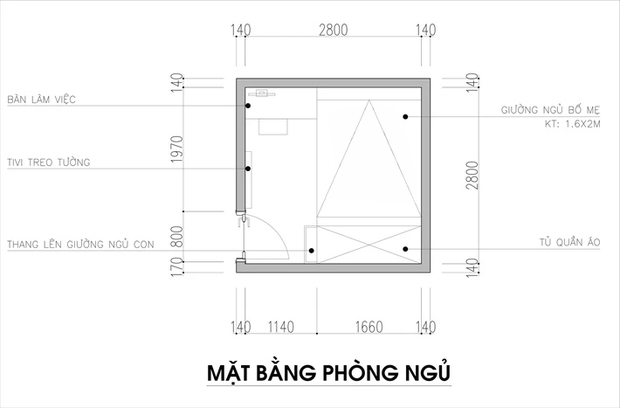 Thiết kế ph&ograve;ng ngủ với diện t&iacute;ch 8,4m2 cho gia đ&igrave;nh 5 người - Ảnh 1.